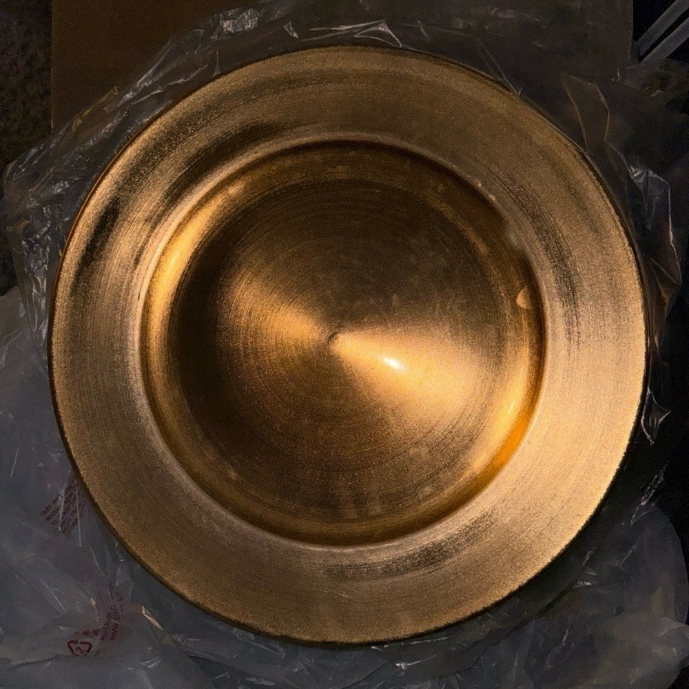 Set of 10 Gold Chargers for Dinner Setting
